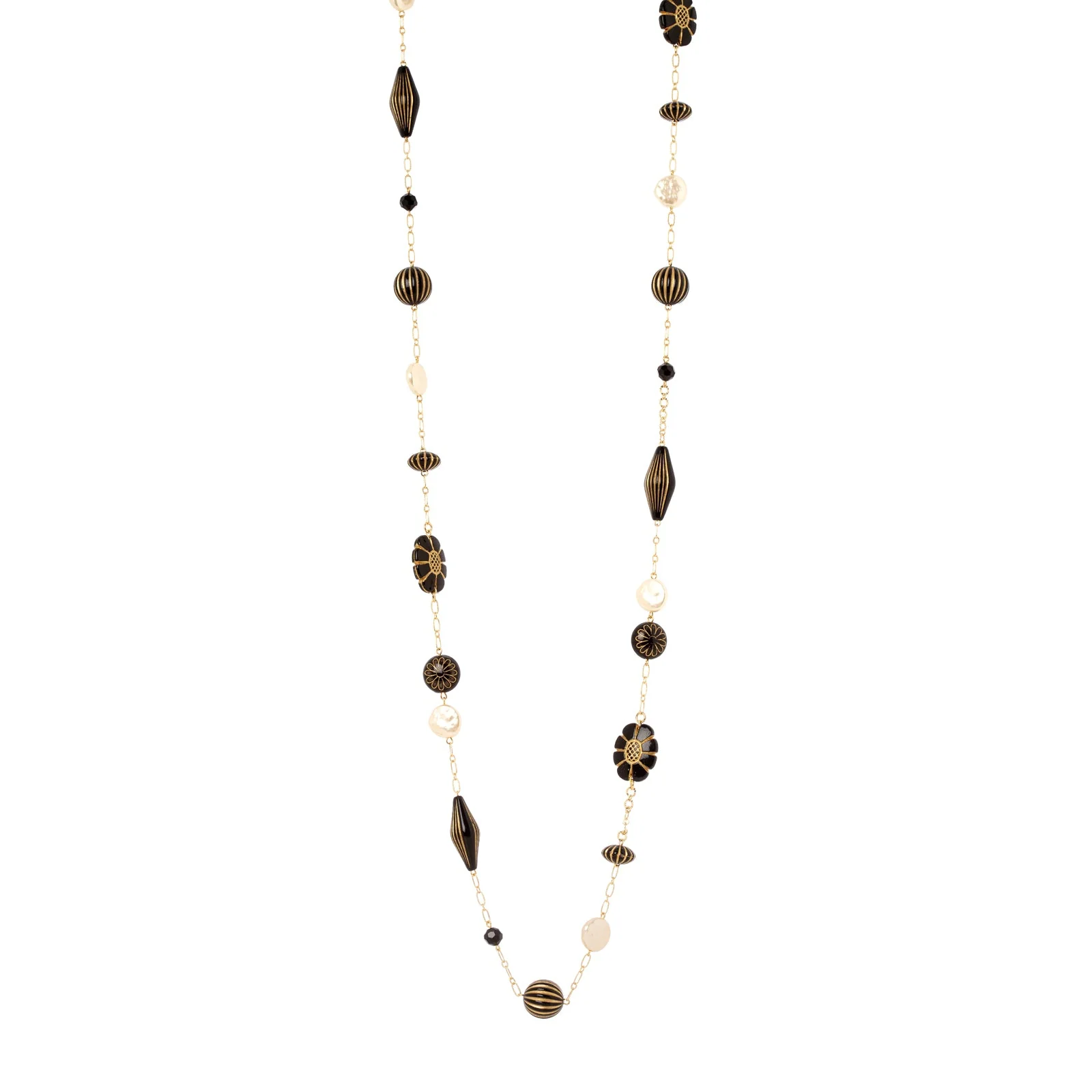 Sodini Amytis collana lunga oro e nero